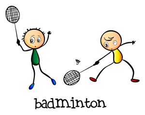 Illustration of the badminton players on a white background