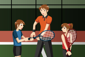 Kids In A Tennis Club With The Instructor