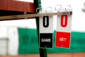 Tennis cards before start of the game